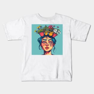 Woman with flowers Kids T-Shirt